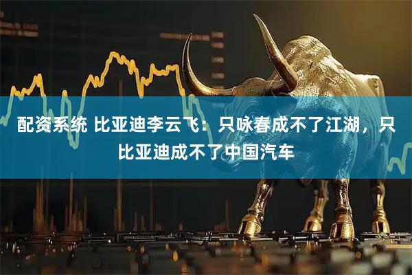 配资系统 比亚迪李云飞：只咏春成不了江湖，只比亚迪成不了中国汽车
